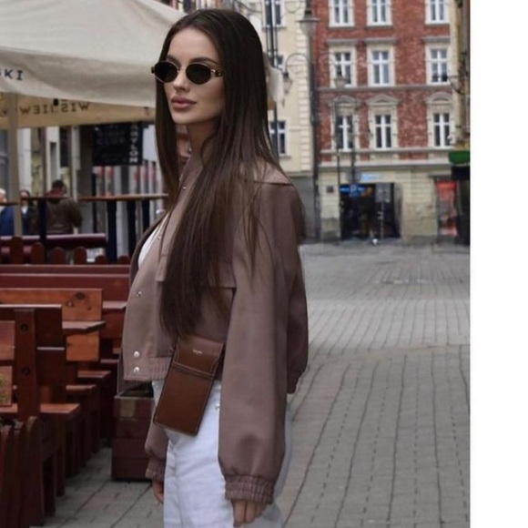 ZARA Cropped Maxi Bomber Jacket - Picture 9 of 12